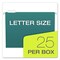 Pendaflex 1/5-Cut Tabs Letter Size Colored Hanging Folders - Teal (25/Box)